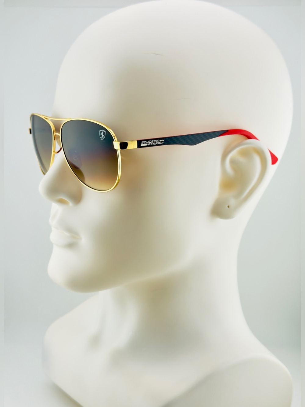 Ray-Ban Scuderia Ferrari Sunglasses RB8313M Gold Frame Brown Gradient Lenses - Picture 4 of 15